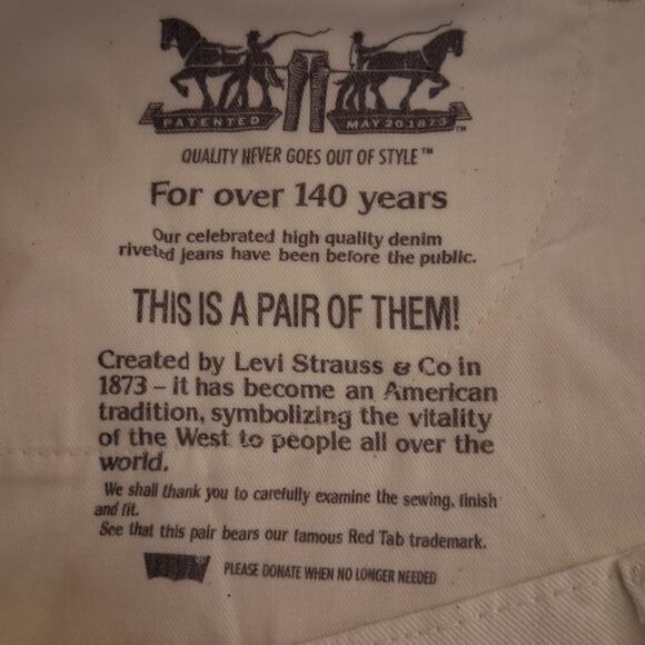 NWOT 513 Levi Strauss Men White Long Slim Straight Denim Size-W38-L30 - Picture 2 of 11